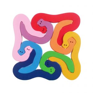 Large snakes wood animal puzzle rainbow colours