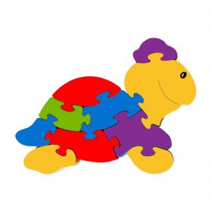 Large turtle wood animal puzzle rainbow colours