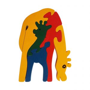 giraffe wooden animal puzzle primary colours