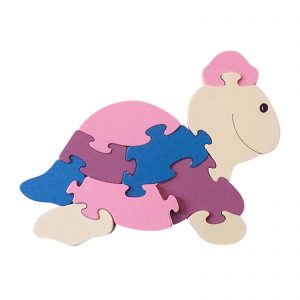 Large turtle wood animal puzzle pastel colours